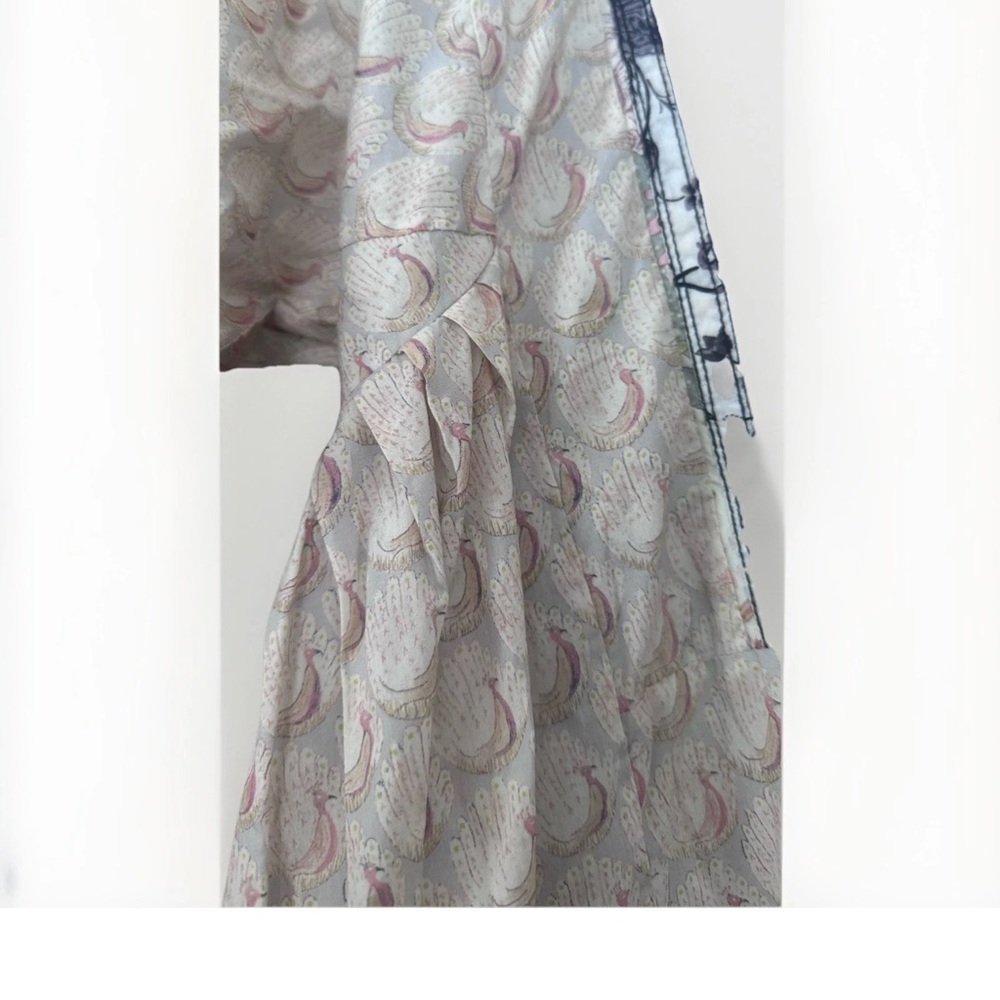 Dosa Jamdani Kadi Cotton Appliqué Dress Size XS-M Oversized Peacock Print - Picture 3 of 6